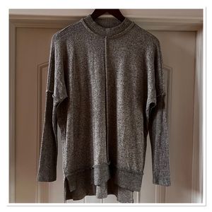 BOBEAU Olive Green Rib Sleeves Cozy Knit Plush Top